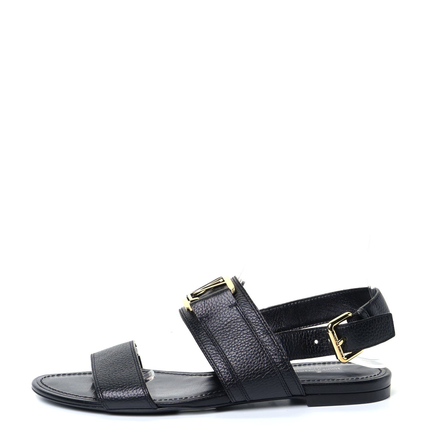 Louis Vuitton Grained Calfskin Horizon Flat Sandals 38 Black 1 of 9