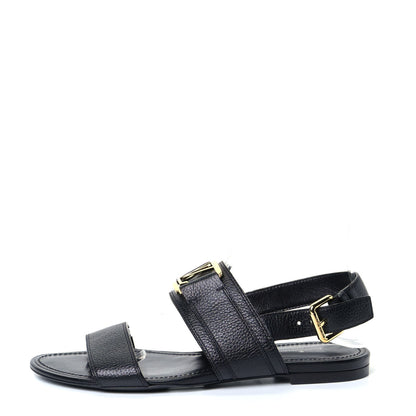Louis Vuitton Grained Calfskin Horizon Flat Sandals 38 Black 1 of 9