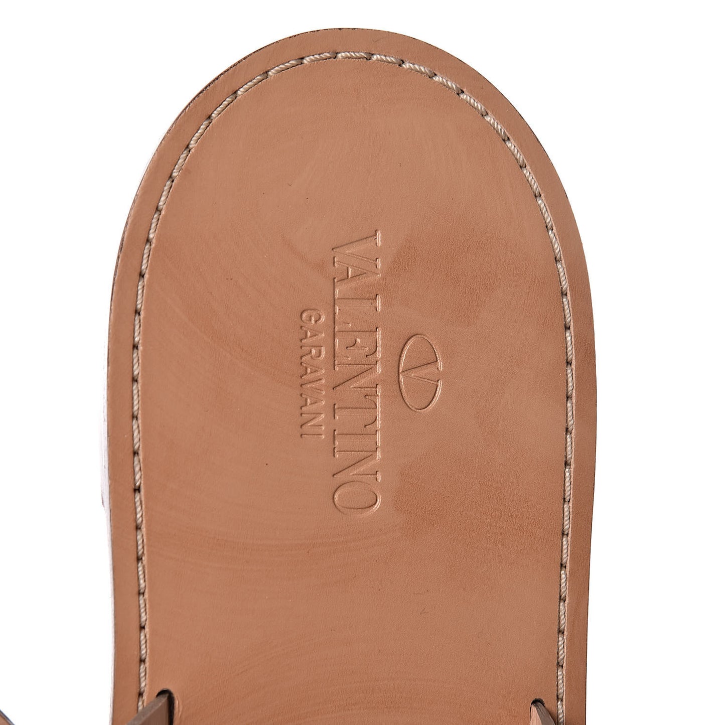 Metallic Pebbled Calfskin Rockstud Ankle Wrap Flat Thong Sandals 41 Skin