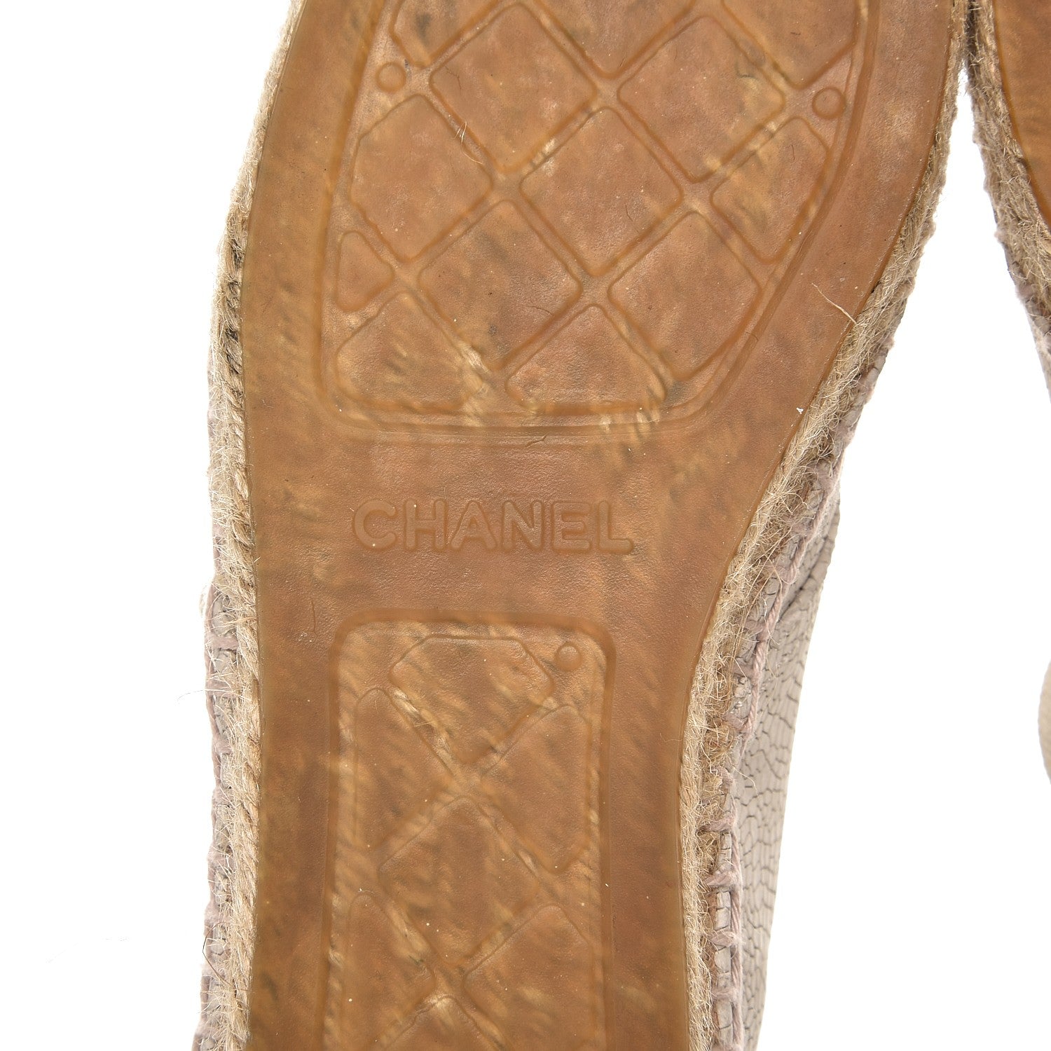 Chanel Crackled Calfskin High Top Espadrilles 40 Light Beige Black 8 of 12