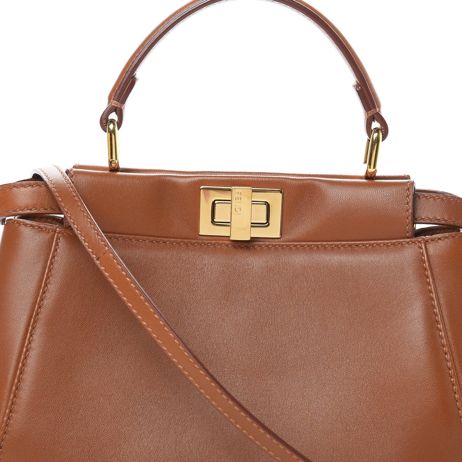 Fendi Nappa Mini Peekaboo Iconic Satchel Corteccia 9 of 15