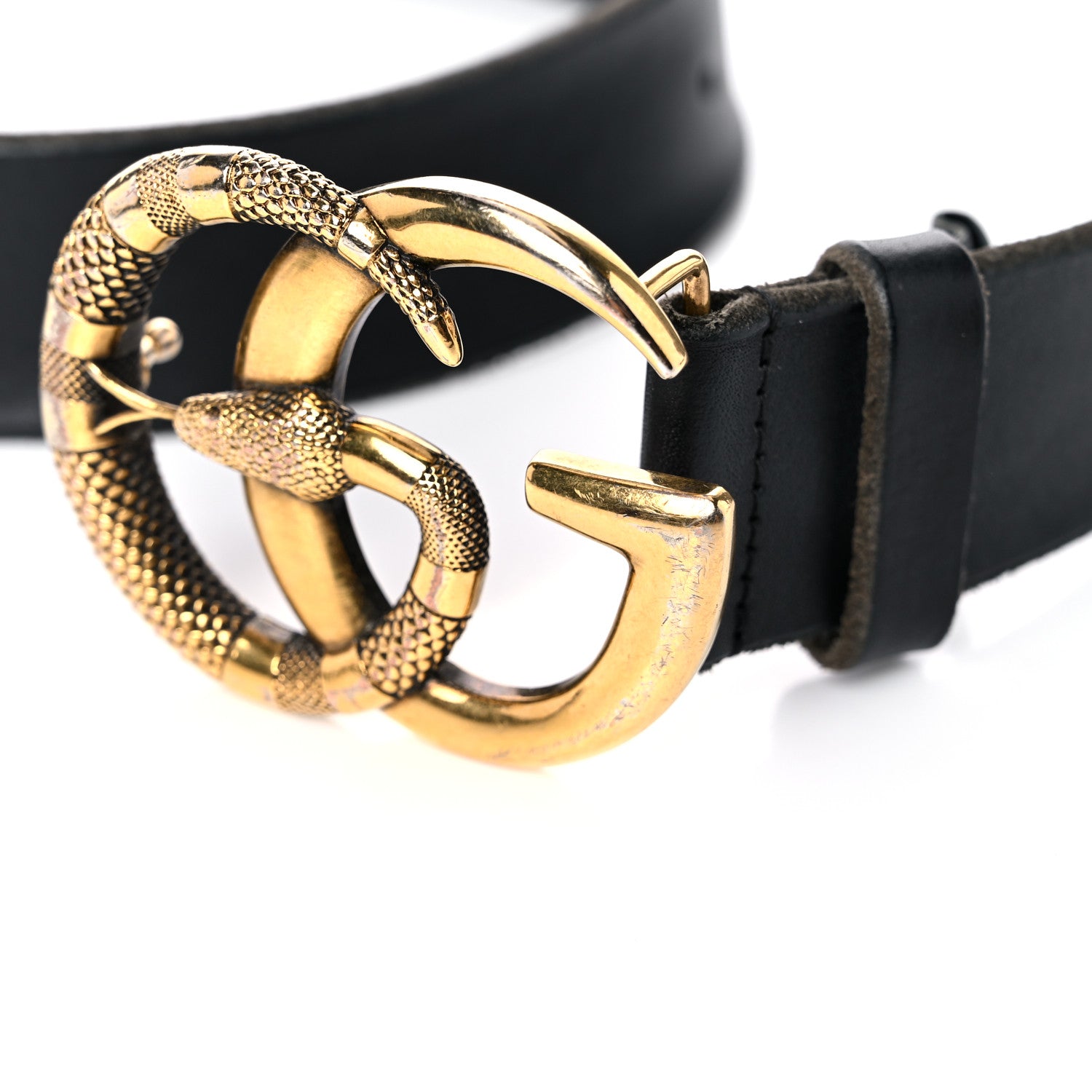 Gucci Faded Calfskin Snake Double G 40mm Belt 110 44 Black 13 of 13