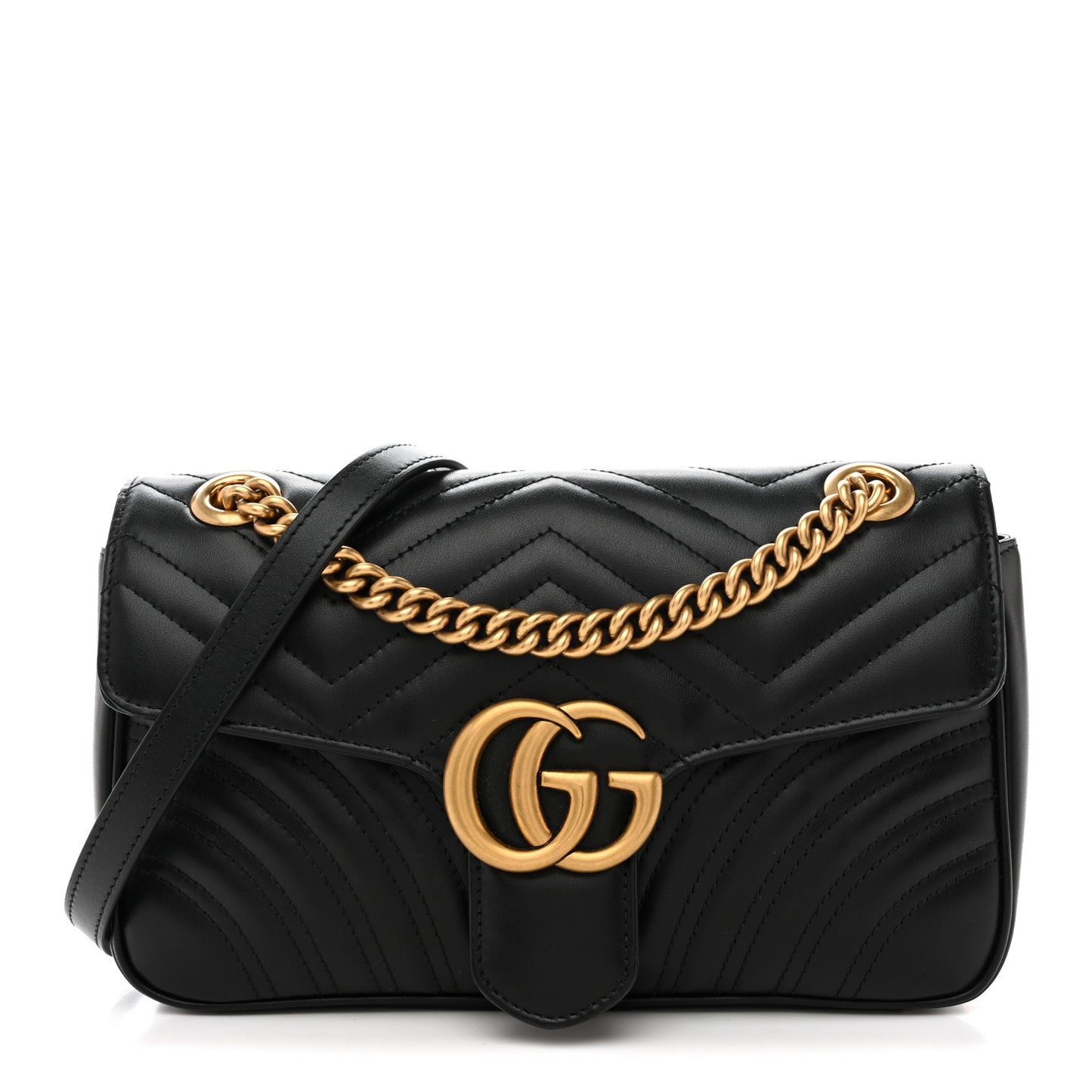 Calfskin Matelasse Small GG Marmont Shoulder Bag Black