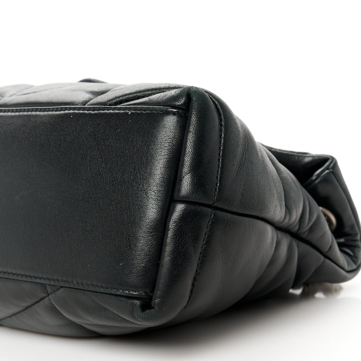 Lambskin Quilted Small Loulou Puffer Monogram Chain Satchel Black
