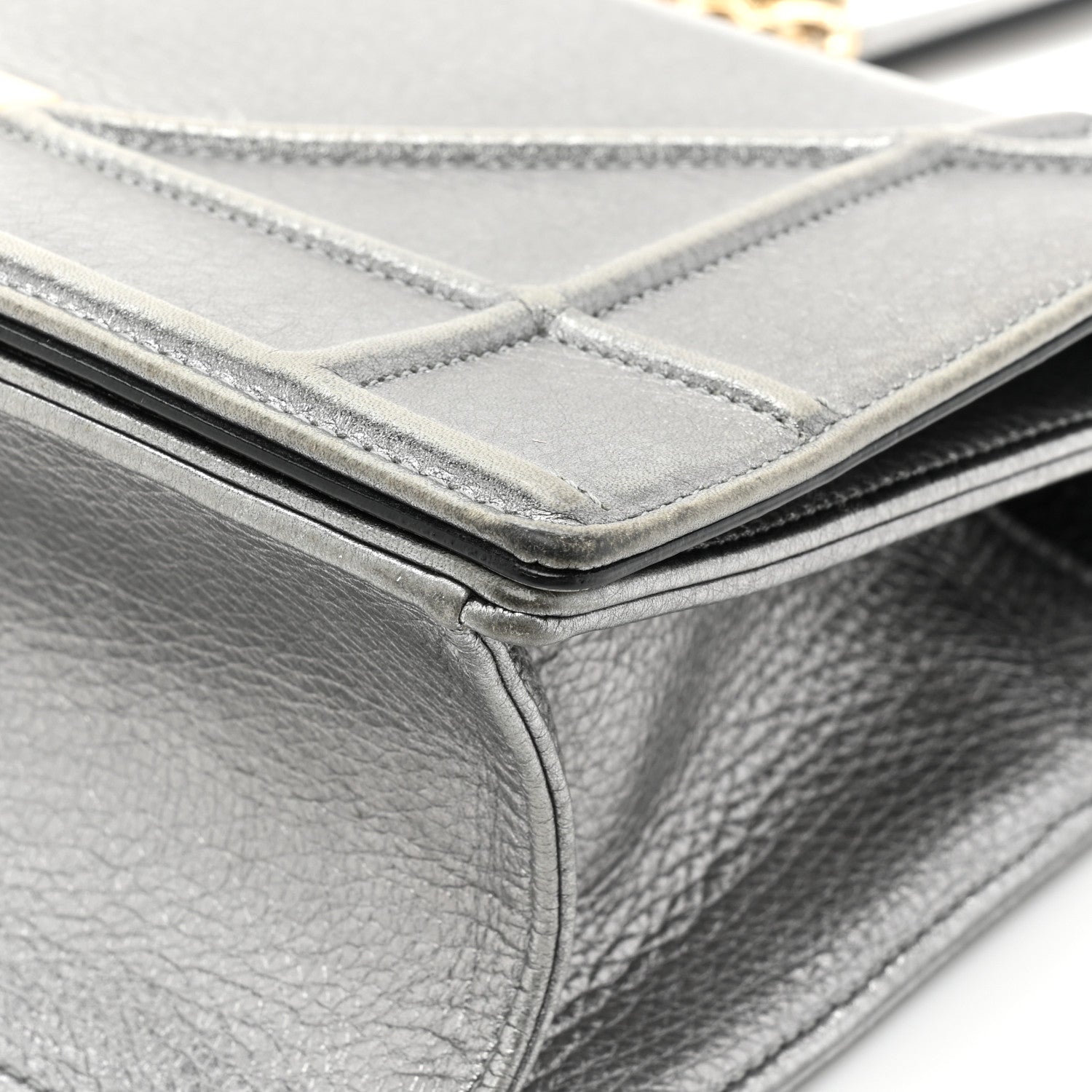 Christian Dior Metallic Grained Calfskin Medium Diorama Flap Bag Steel 12 of 15