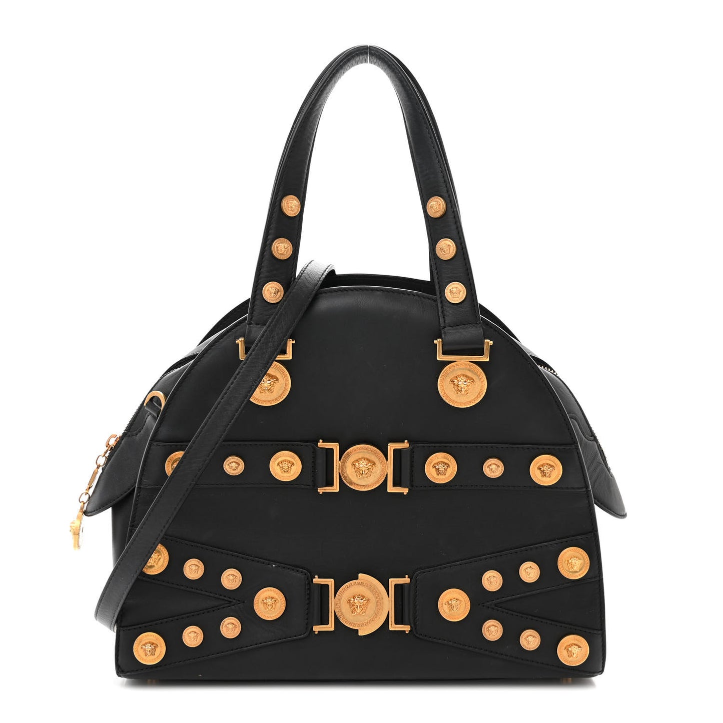 Calfskin Medallion Tribute Bowling Bag Black