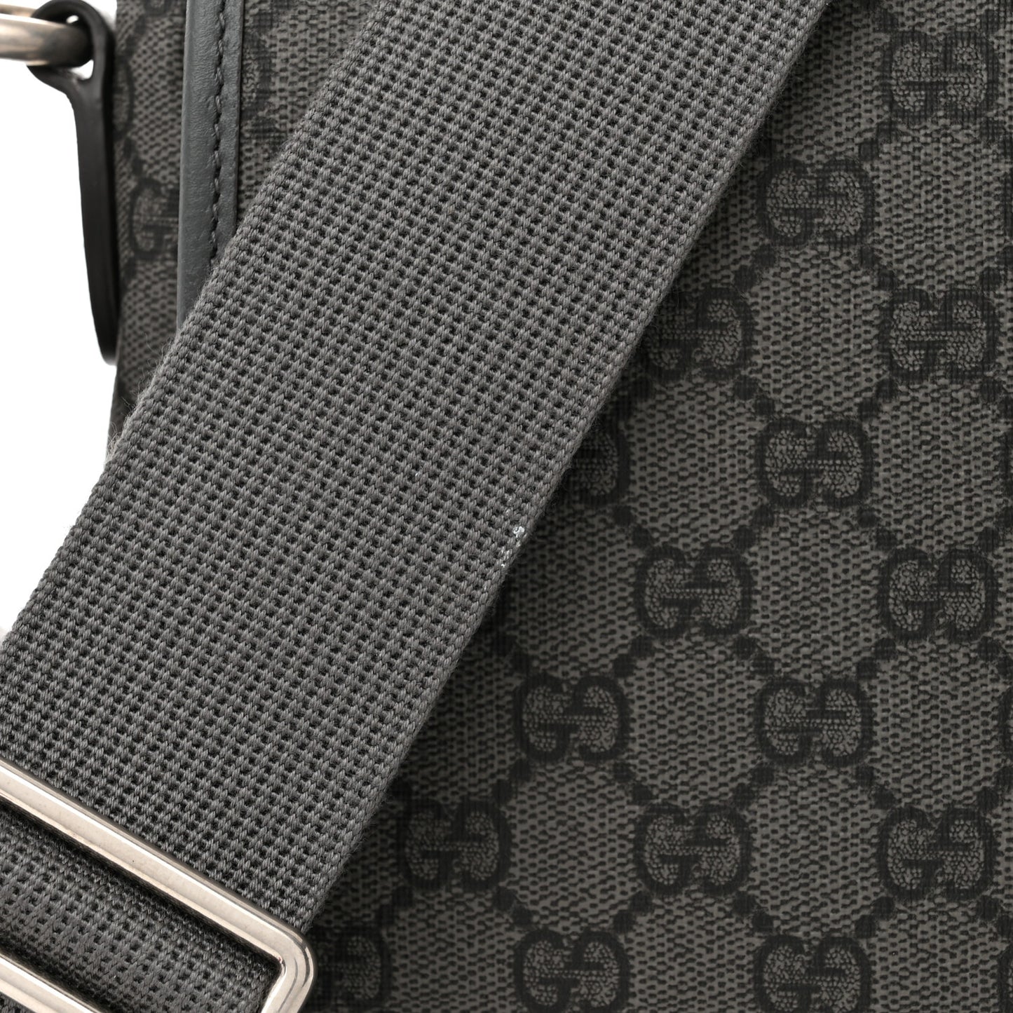 Tender GG Supreme Monogram Textured Dollar Calfskin Ophidia Messenger Bag Grey Black Graphite Grey