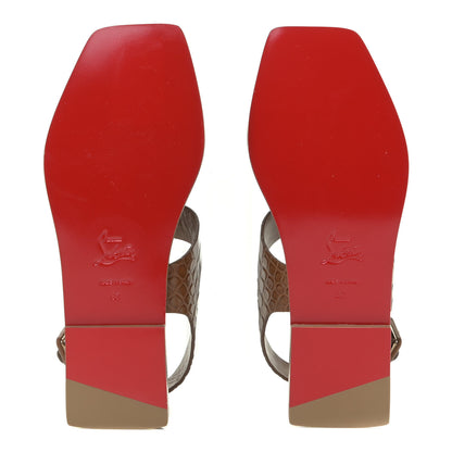 Christian Louboutin Calfskin Crocodile Embossed Cubongo Sandal Flats 37 Biscotto 6 of 12