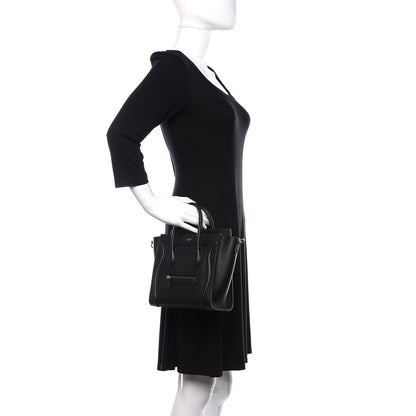 Celine Drummed Calfskin Nano Luggage Black 3 of 11