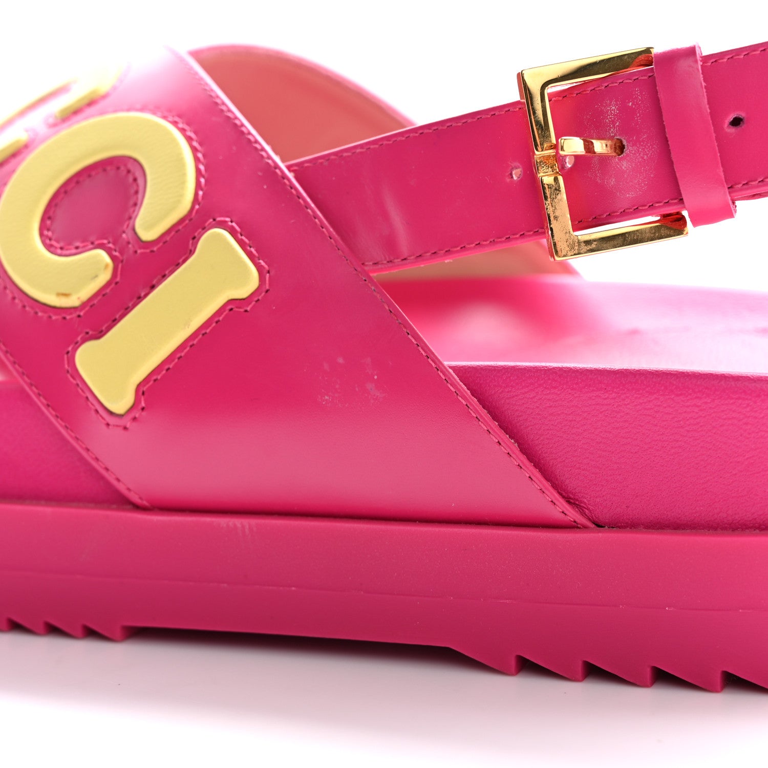 Gucci Calfskin Elizabeth Nappa Charlotte Logo Slingback Sandals 37.5 Fancy Fuchsia 11 of 13