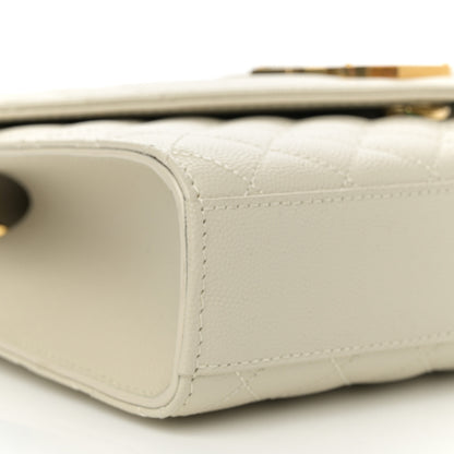 Saint Laurent Grain De Poudre Textured Mixed Matelasse Medium Triquilt Monogram Satchel Blanc Vintage 9 of 11