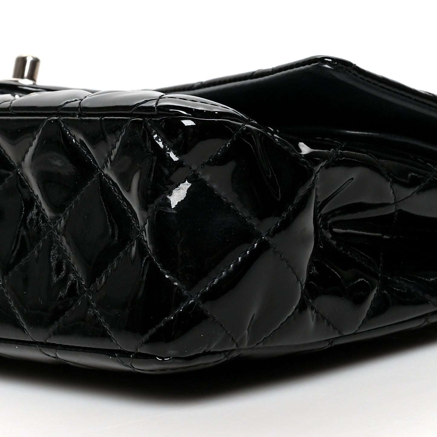 Patent Quilted Medium Double Flap Black