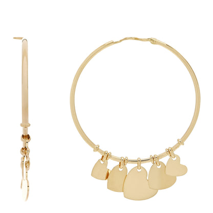Christian Dior 18K Yellow Gold Heart Charm Hoop Earrings 1 of 4