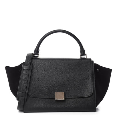 Celine Drummed Calfskin Suede Small Trapeze Black 1 of 11