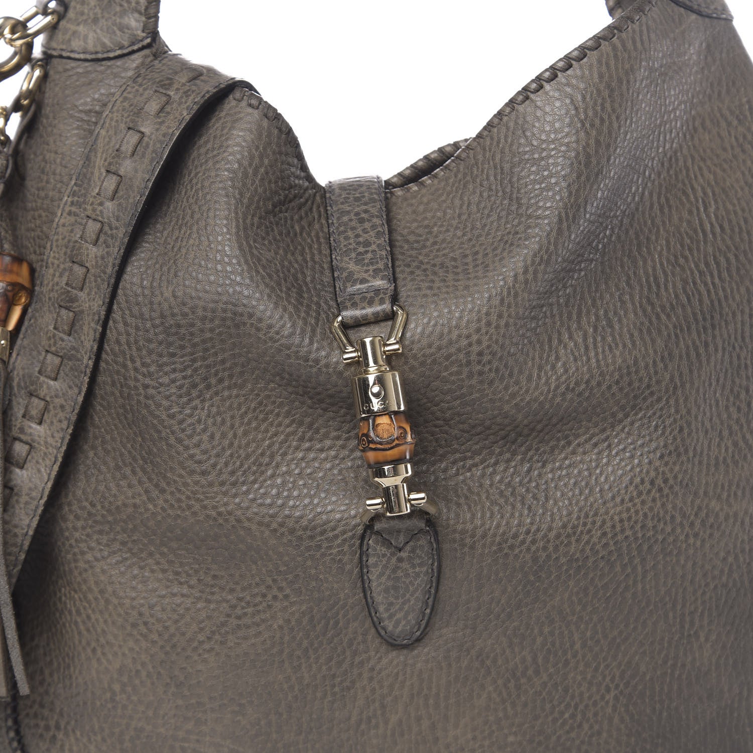 Gucci Calfskin Large New Jackie Shoulder Bag Military 10 of 12