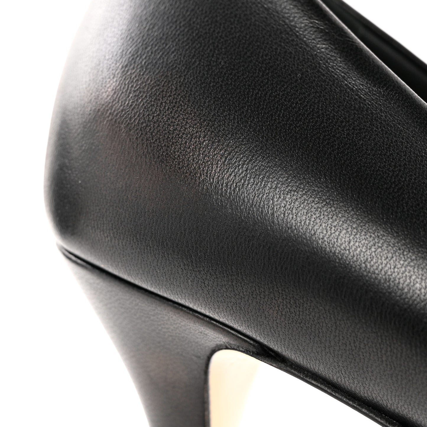 Lambskin CC Cap Toe Kitten Heel Pumps 37.5 Black