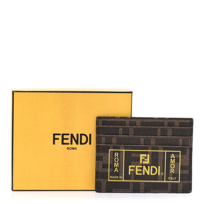 Fendi Glazed Fabric FF 1974 Roma Amor Card Holder Tobacco Limone 8 of 8
