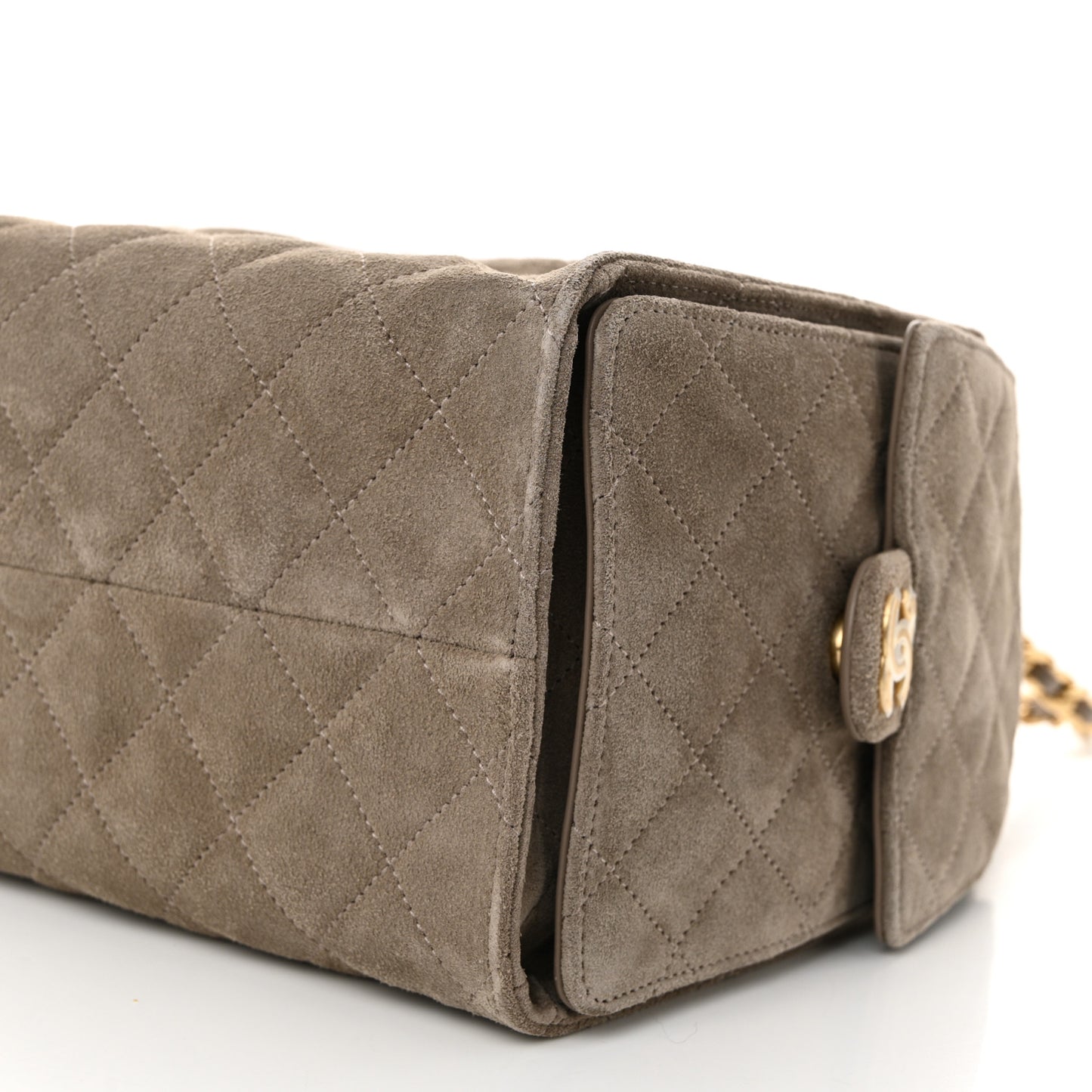 Suede Quilted Medium Chanel 25 Handbag Dark Grey