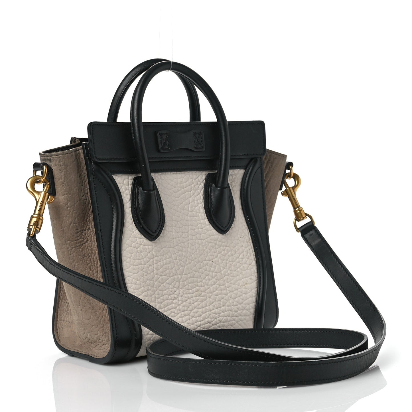 Bullhide Calfskin Suede Nano Tri-Color Luggage White