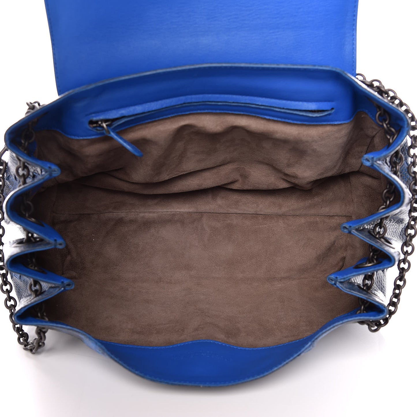 Vesuvio Karung Nappa Intrecciato Cravatteria Small Flap Shoulder Bag Bleuette