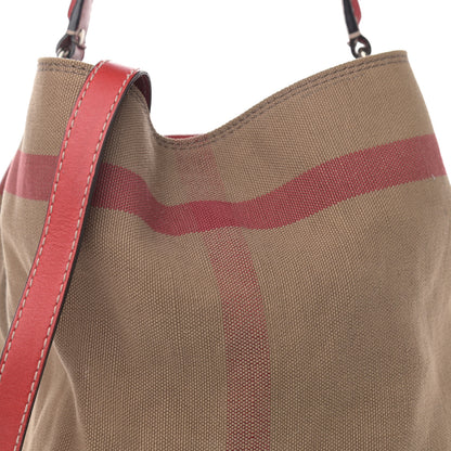 Burberry Canvas Mega Check Medium Ashby Bucket Bag Red 13 of 13