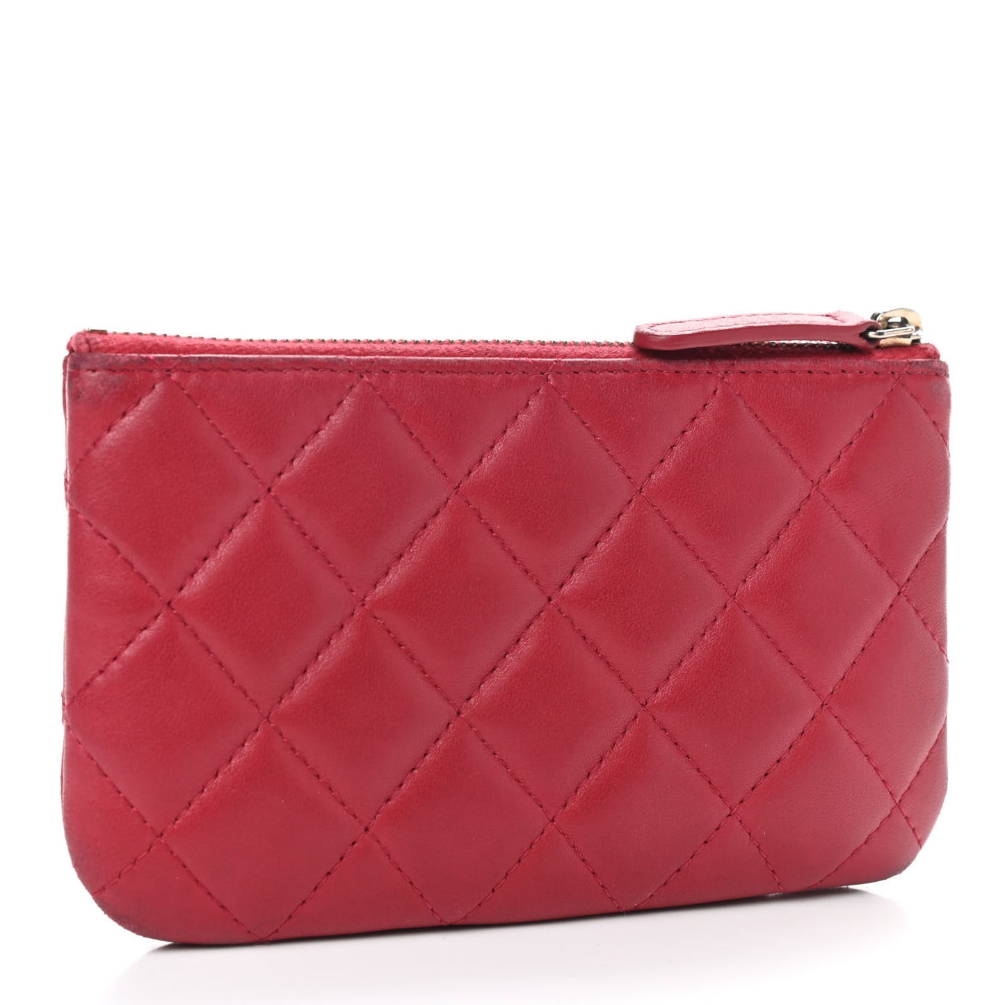 Lambskin Quilted Small Cosmetic Case Red