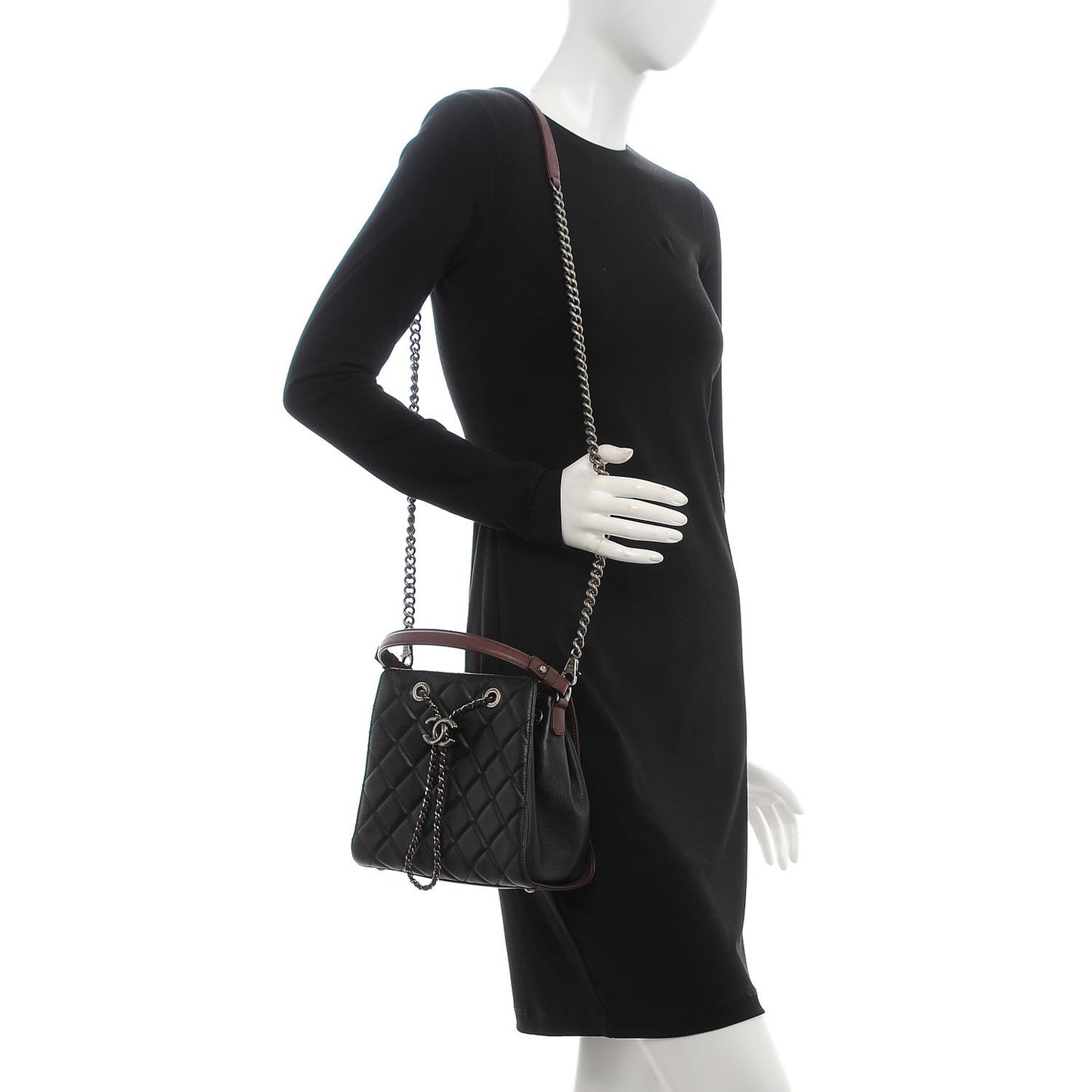 Caviar Quilted Small CC Bucket Bag Black