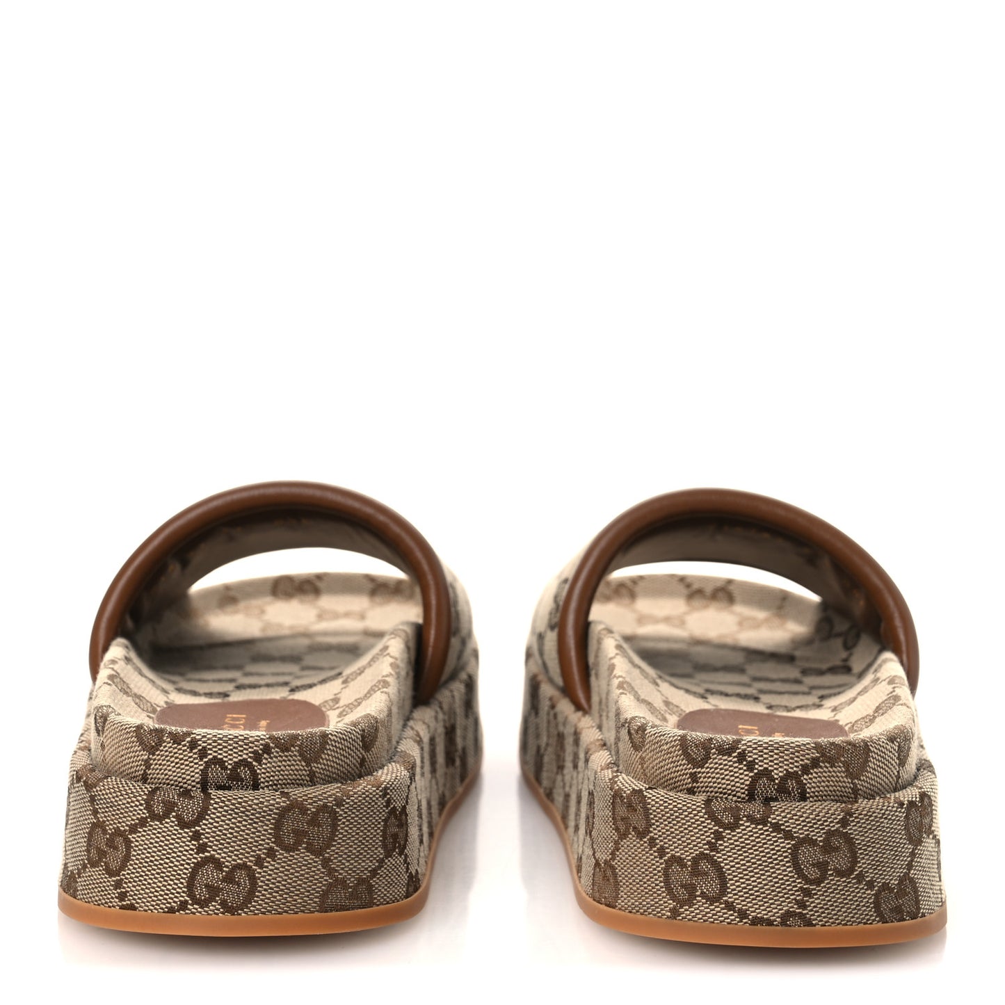 Original GG Canvas Monogram Womens GG Platform Sandals 37.5 Beige Ebony Sundial