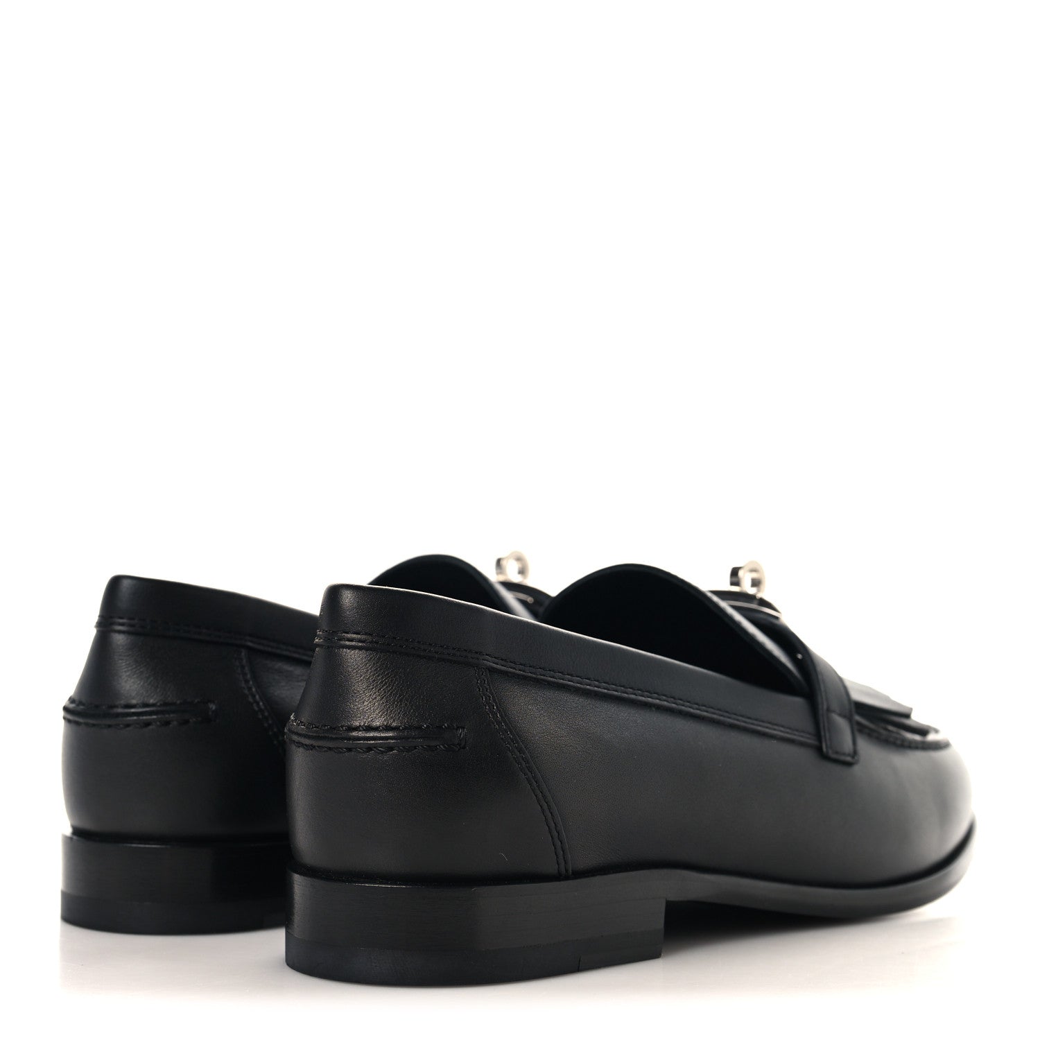 Hermes Fringed Calfskin Womens Destin Loafer 37 Black 5 of 8