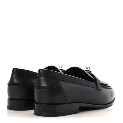 Hermes Fringed Calfskin Womens Destin Loafer 37 Black 5 of 8