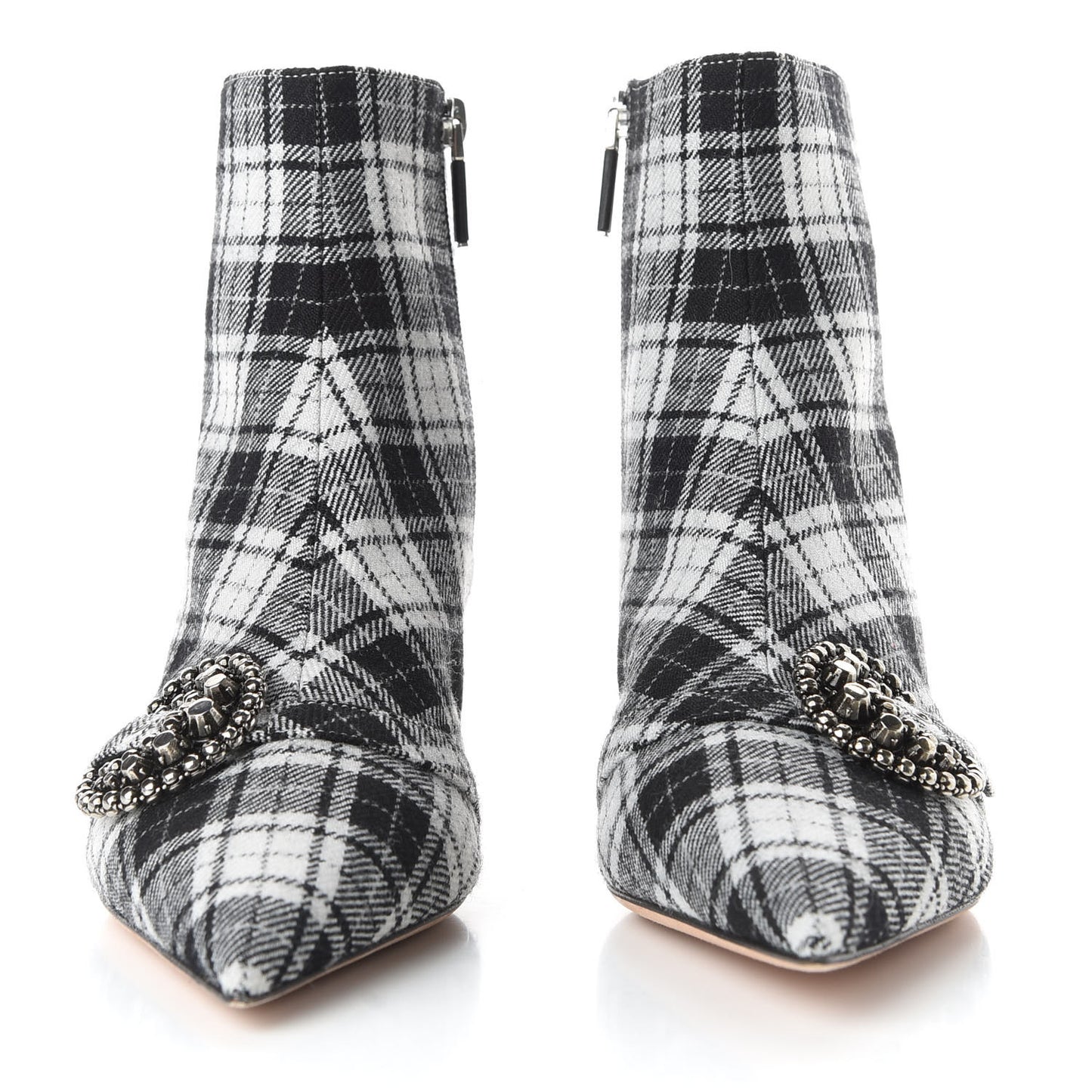 Canvas Tartan Gang Ankle Boots 37 Black