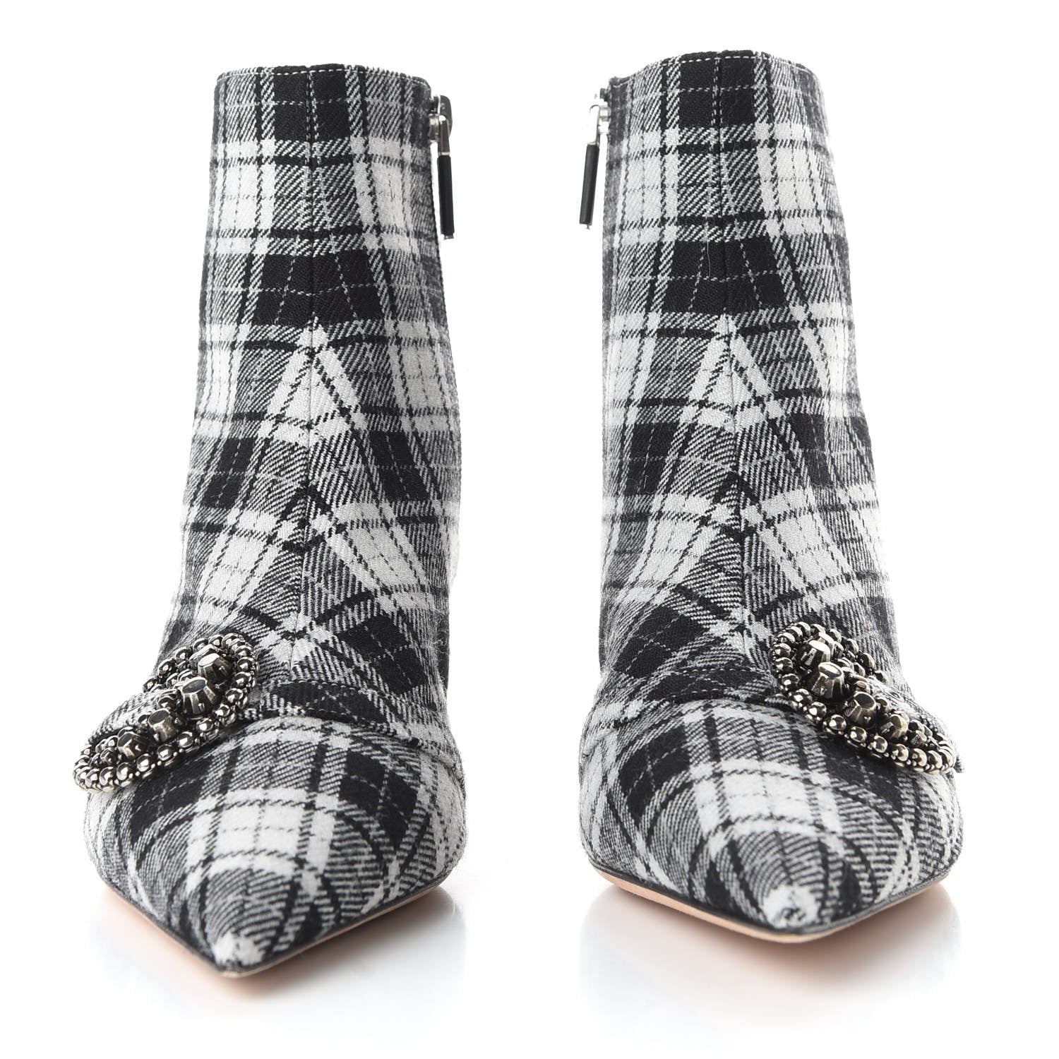 Christian Dior Canvas Tartan Gang Ankle Boots 37 Black 2 of 10