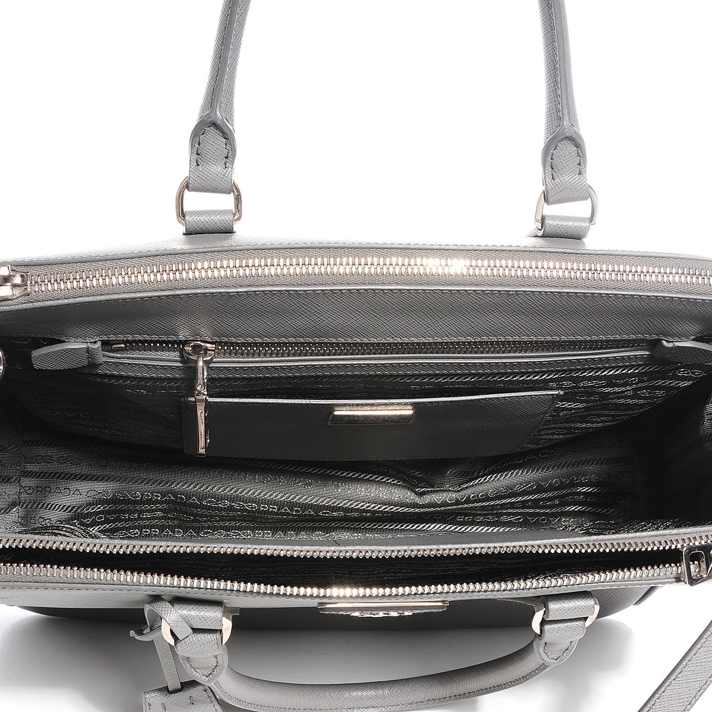Saffiano Lux Medium Double Zip Tote Marmo