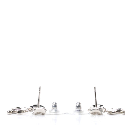 Chanel Crystal CC Bow Dangle Earrings Silver 3 of 4