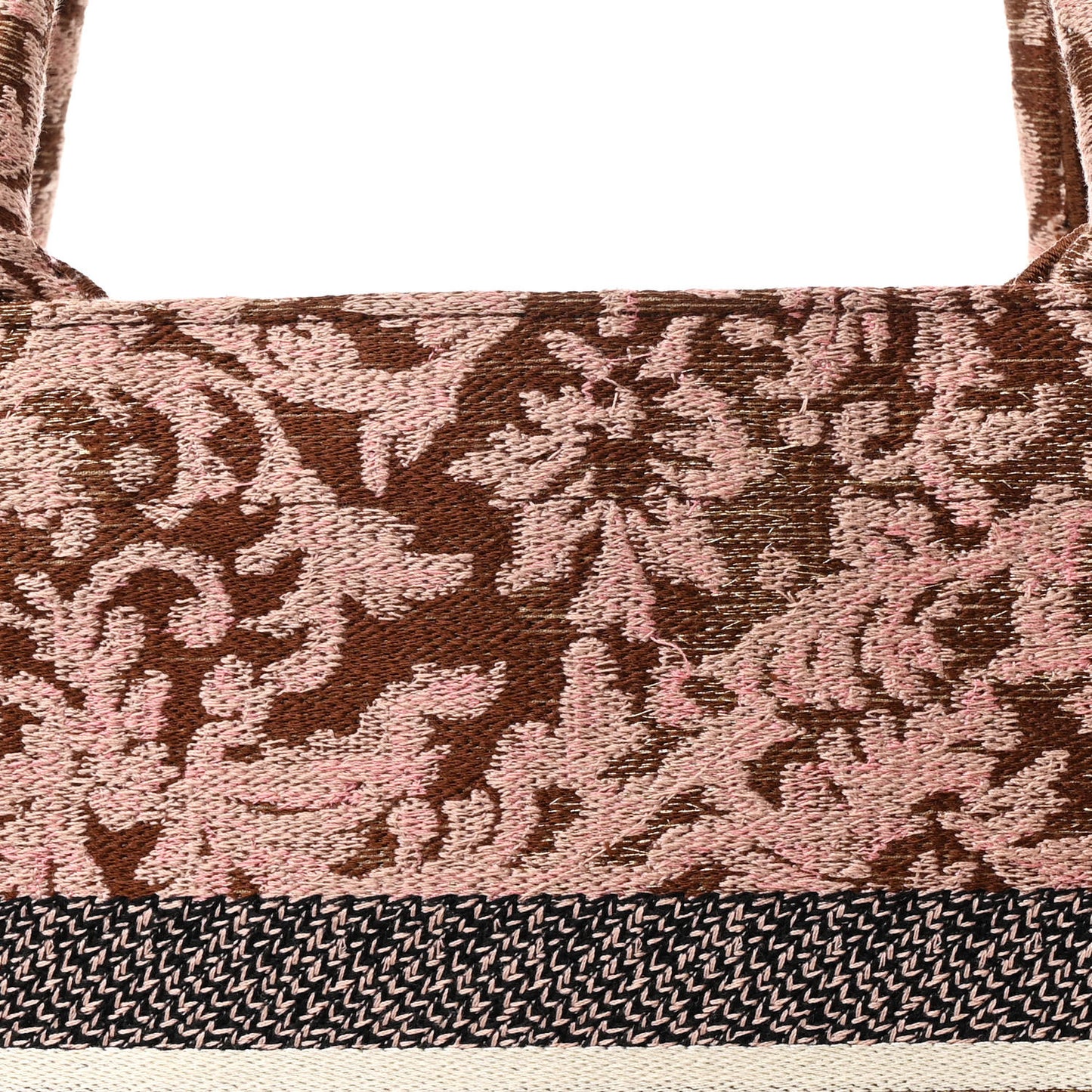 Canvas Embroidered Medium Brocart Book Tote Metallic Pink