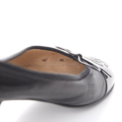 Chanel Lambskin Patent Cap Toe Ballerina Flats 37.5 Black 14 of 20