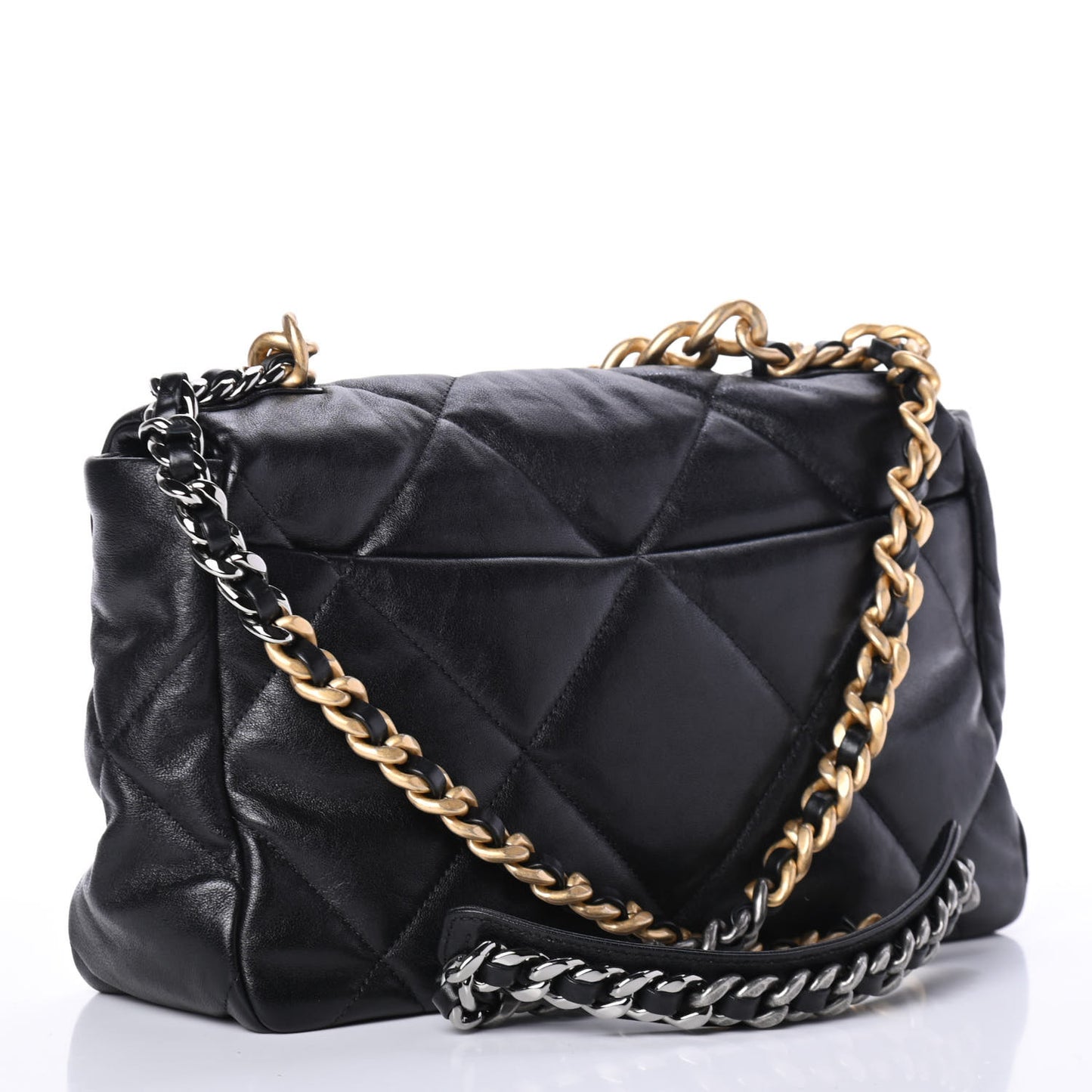 Lambskin Quilted Large Chanel 19 Flap Black
