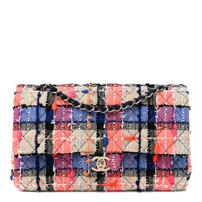 Chanel Tweed Quilted Medium Double Flap Blue Orange Yellow 1 of 9