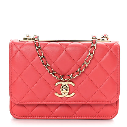 Chanel Lambskin Quilted Mini Trendy CC Wallet On Chain WOC Pink 1 of 9
