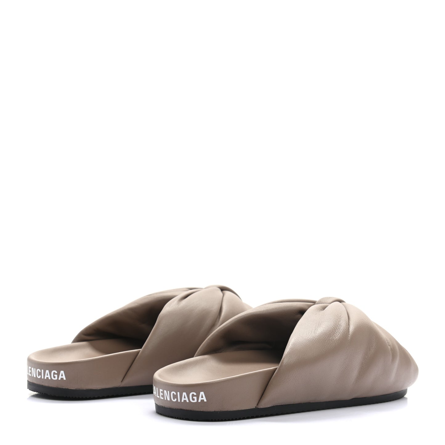 Smooth Nappa Logo Puffy Slide Sandals 35 Mink Grey White