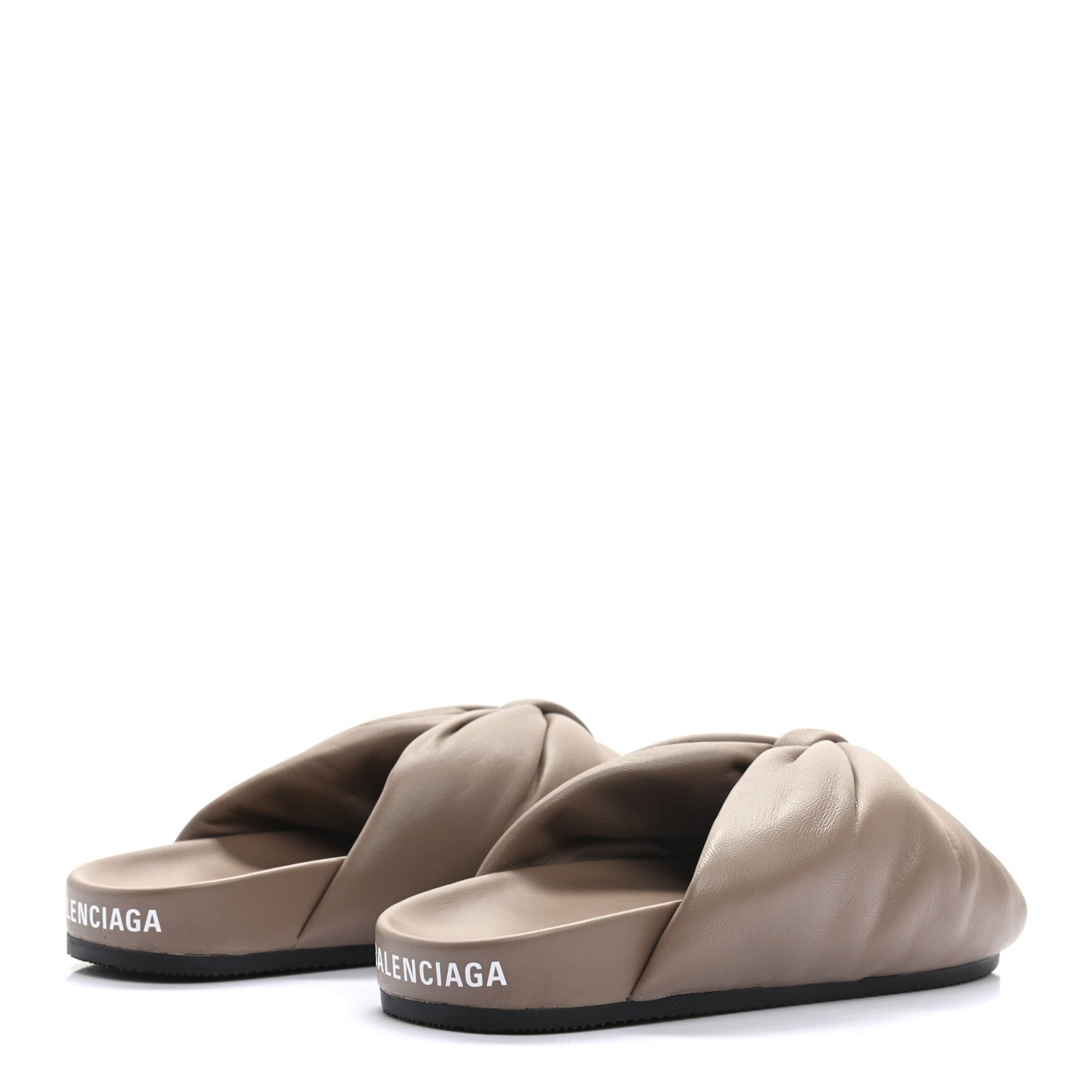 Balenciaga Smooth Nappa Logo Puffy Slide Sandals 35 Mink Grey White 4 of 7