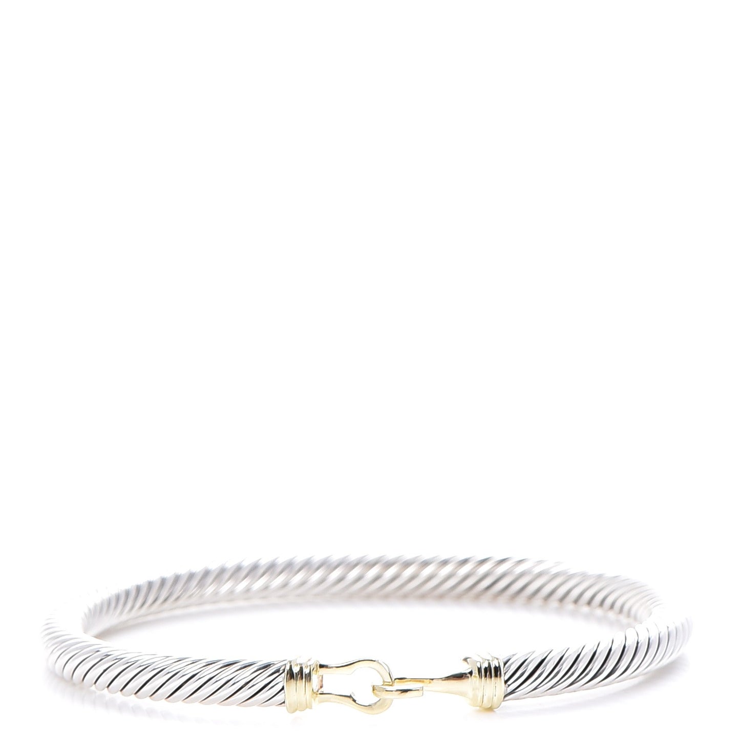 Sterling Silver 14K Yellow Gold 5mm Cable Classic Buckle Bracelet