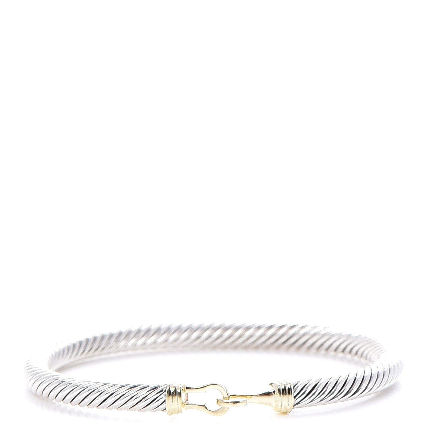 David Yurman Sterling Silver 14K Yellow Gold 5mm Cable Classic Buckle Bracelet 1 of 6