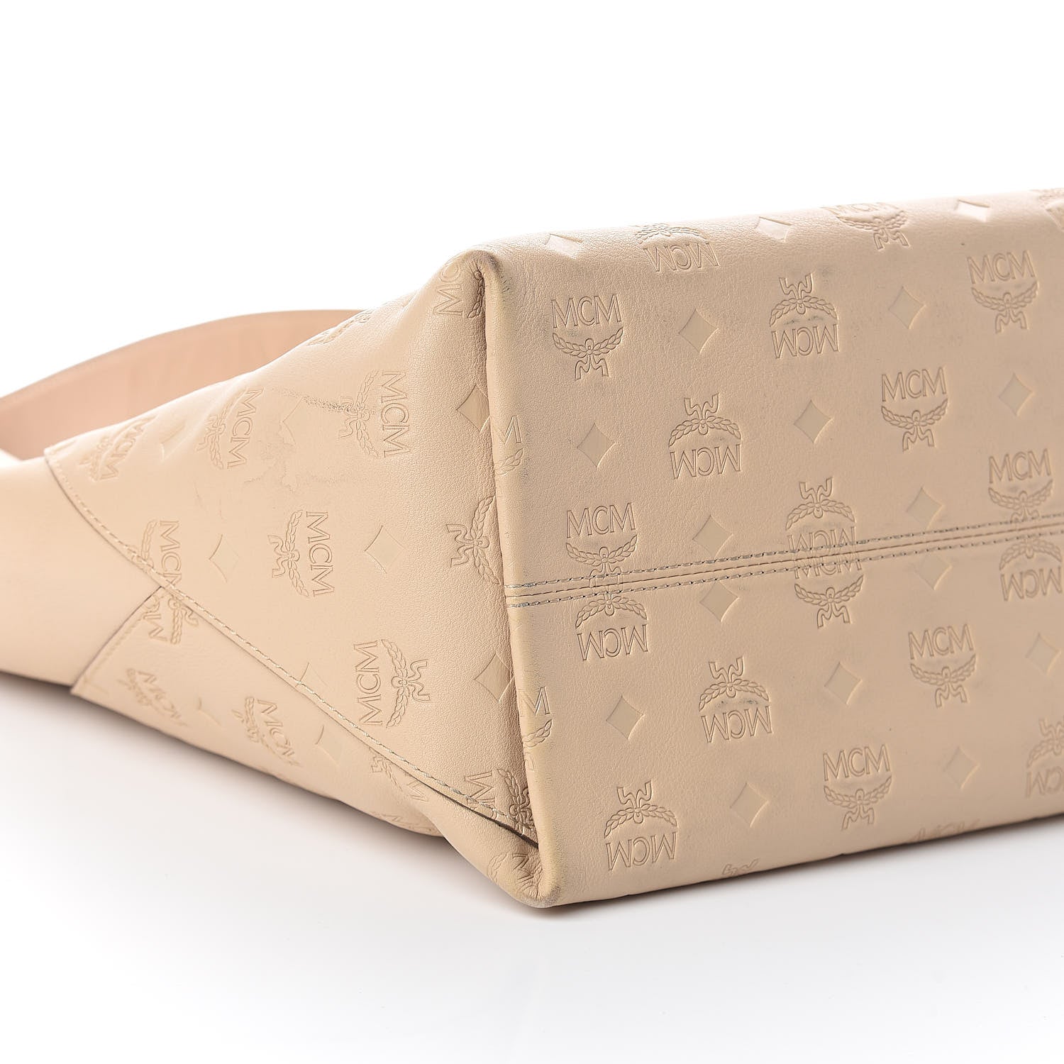 MCM Calfskin Ottomar Monogram Large Klara Hobo New Beige 8 of 9