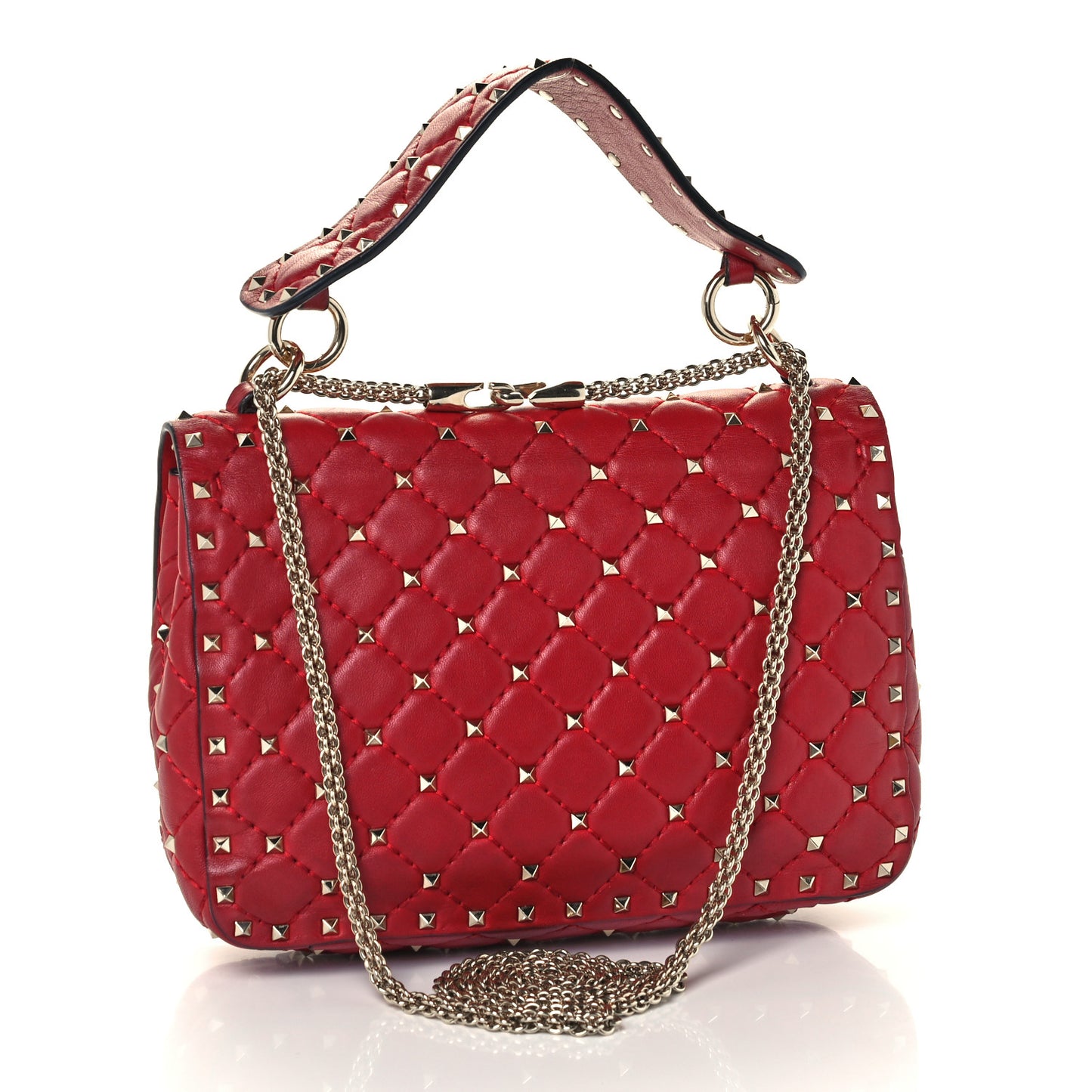 Nappa Medium Rockstud Spike Shoulder Bag Rosso Valentino