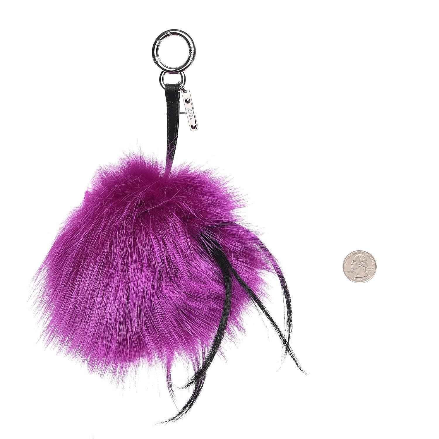 Fendi Fox Mink Goat Fur Oret Monster Bag Bug Charm Orchid Black 2 of 3