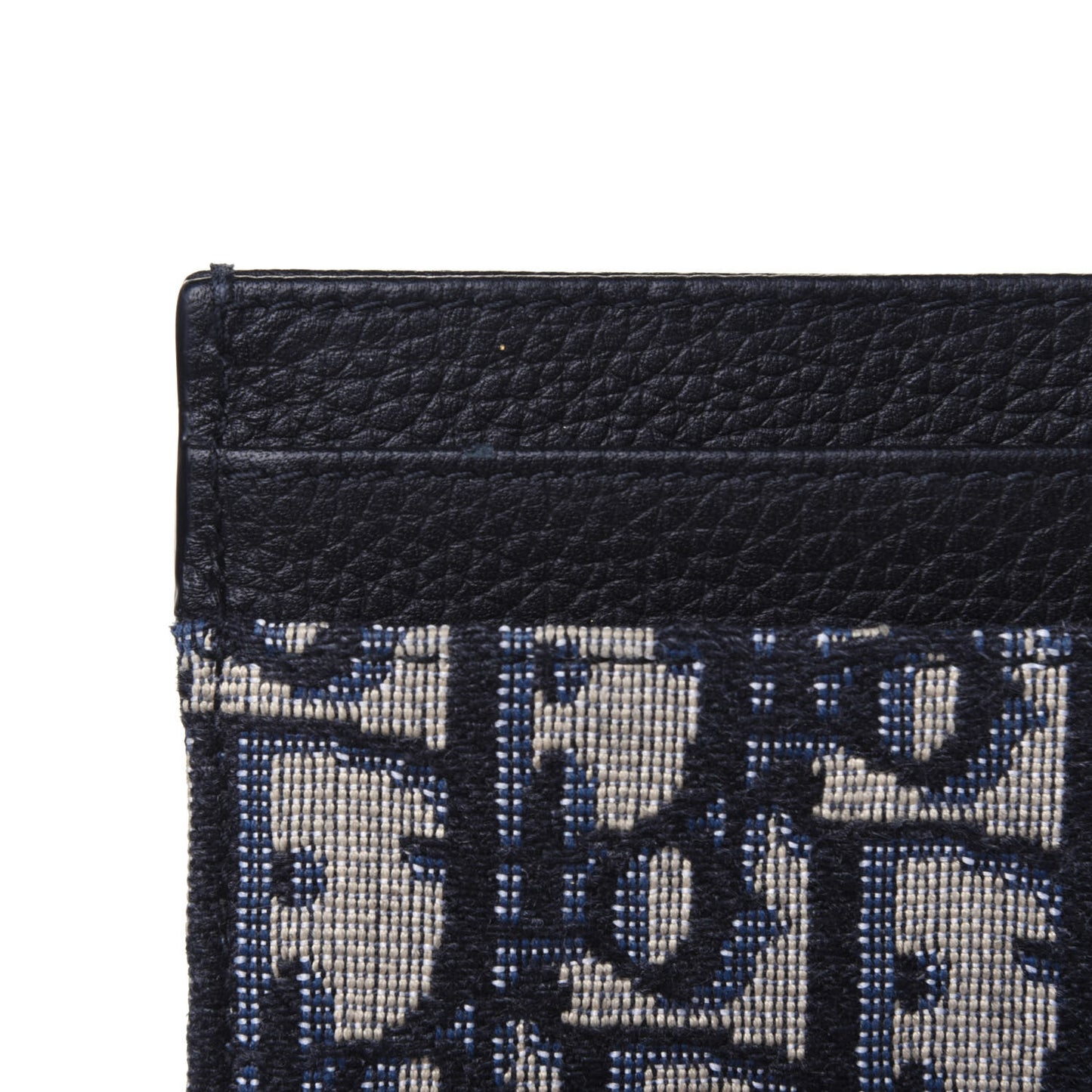 Grained Calfskin Oblique Card Holder Black