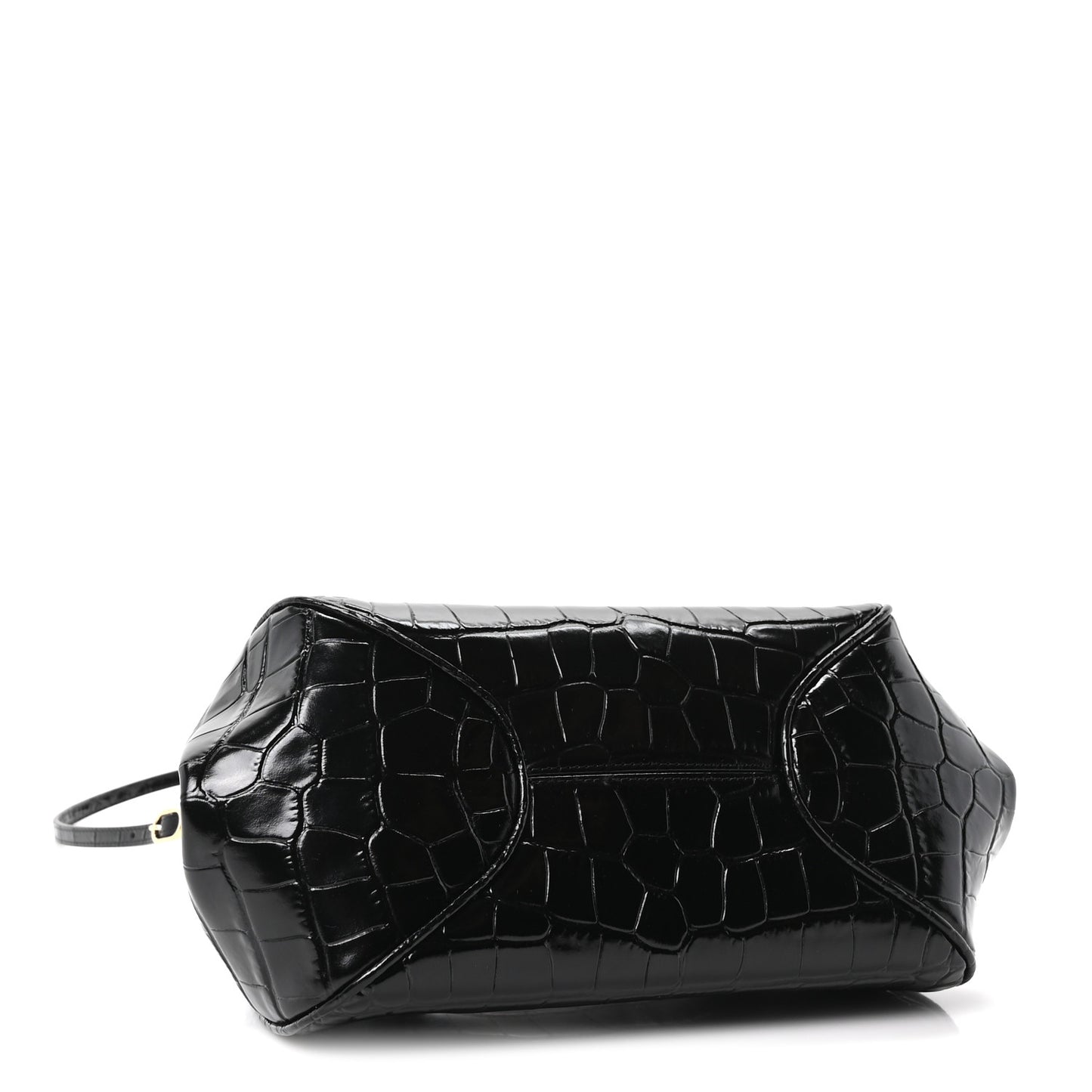 Calfskin Crocodile Embossed Pretty CC Clutch With Strap Black