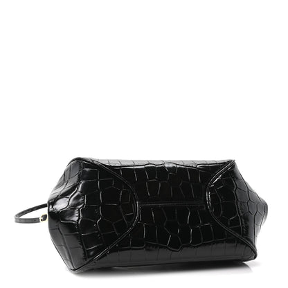 Chanel Calfskin Crocodile Embossed Pretty CC Clutch With Strap Black 4 of 10