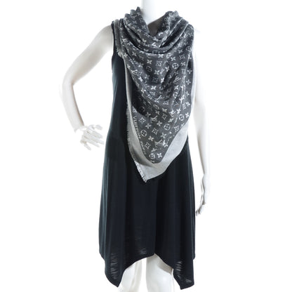 Louis Vuitton Wool Silk Monogram Denim Shawl Black 2 of 5